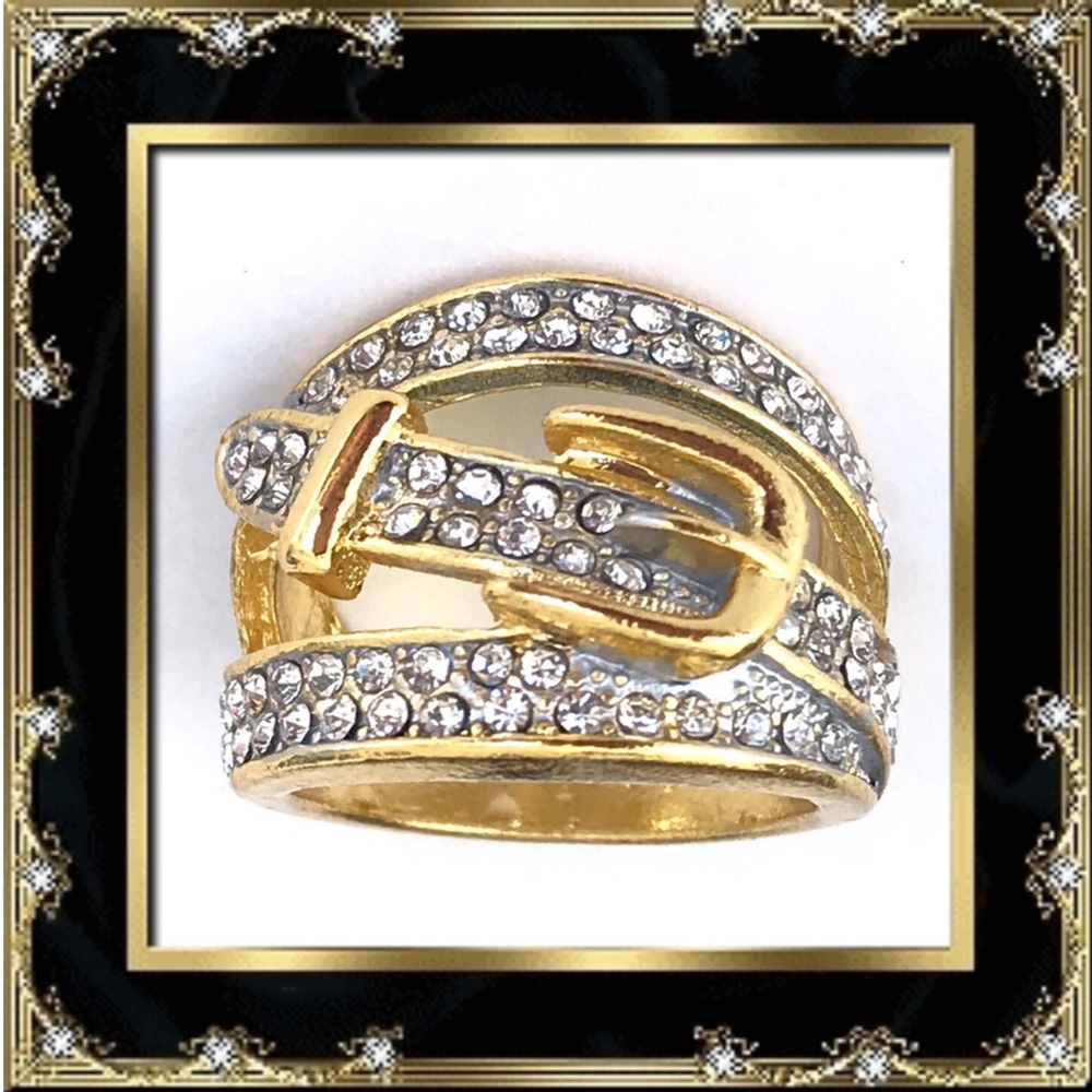 πΊπ΄πΊ 18k GOLD PLATED WHITE TOPAZ RING πΊπ΄πΊ - Picture 1 of 5